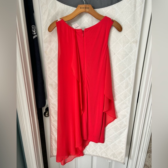 Bebe Sleeveless Shoulder Drape Dress Size S NWT - New Women | Color: RED - Picture 4 of 7